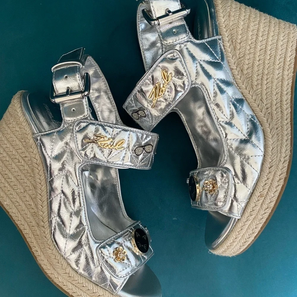 KARL LAGERFELD SILVER ESPADRILLES